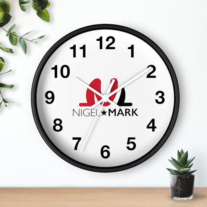 black and white number wall clock