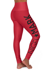 Red NM High Waisted Leggings - WOMEN NM BRANDED - NIGEL MARK