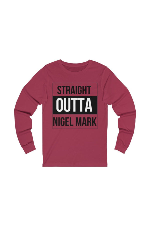 maroon and black branded long sleeve tee