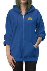 unisex blue zip up hoodie
