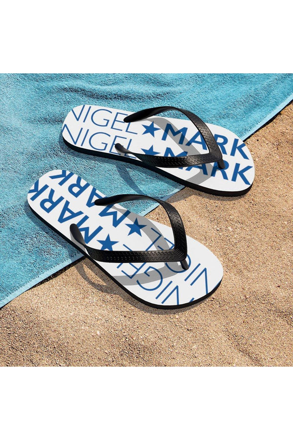 White And Blue NM Unisex Flip-Flops - NM BRANDED - NIGEL MARK