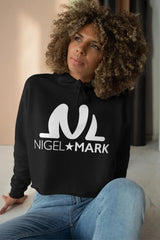 White NM Crop Hoodie - WOMEN NM BRANDED - NIGEL MARK