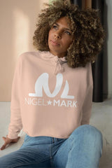 White NM Crop Hoodie - WOMEN NM BRANDED - NIGEL MARK